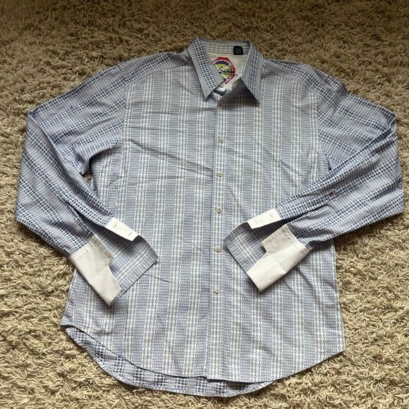 Robert Graham Intricate Geometric Weave Pattern French Cuff Button-Up Shirt XL - Picture 1 of 13